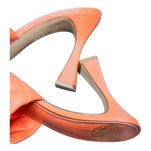 Vince Camuto Women's Orange Quilted Slide Sandals 4 Inch Heel Size 7 - Picture 7 of 10